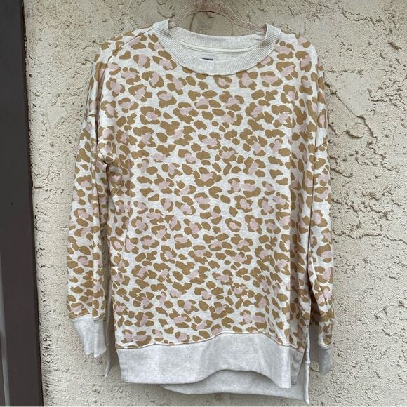 Aerie size medium tan cheetah brown animal print oversized long sleeve crewneck - Picture 2 of 6